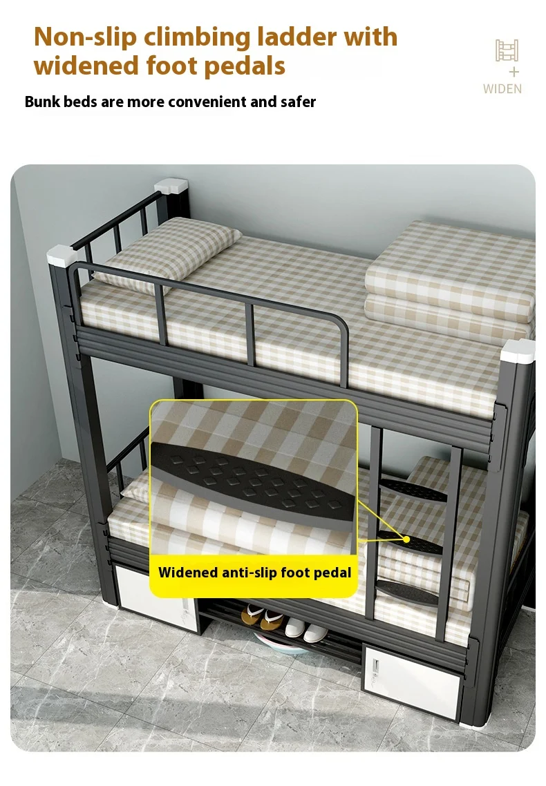 product durable metal bunk bed with ladder soft modern design for school dormitory or home use budget friendly option-3