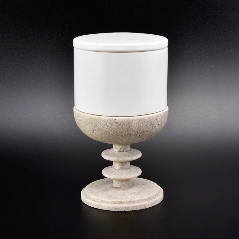Wholesale White Ceramic Candle Holder with Lid Home Decoration