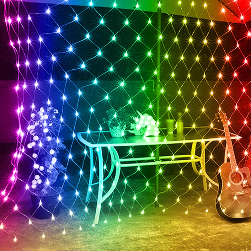 2M X 2M 144 LEDs Colorful  Fishing Net Mesh String Xmas Party Christmas Lights Outdoor Fairy Decoration Holiday Light