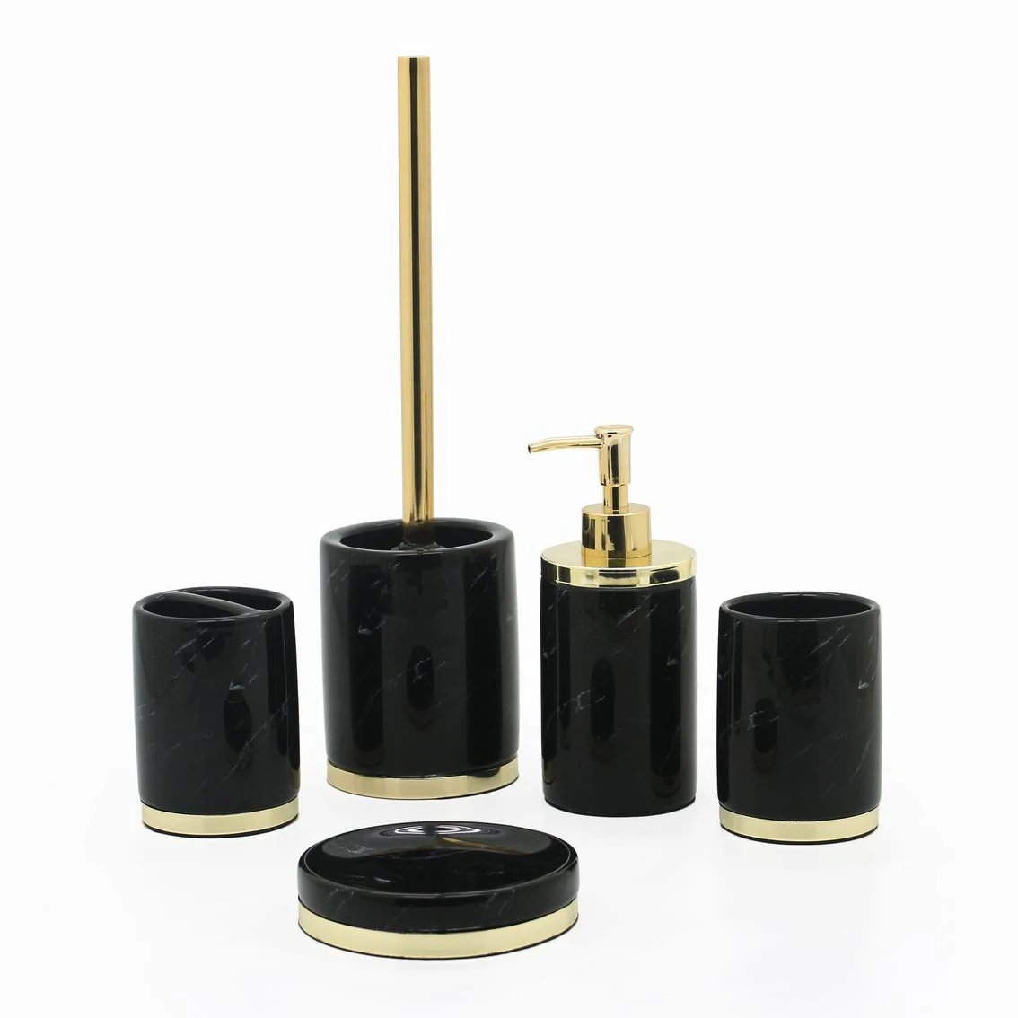 Marble Look Ceramic Bathroom Set With Metal Decor On Sale Buy Marble