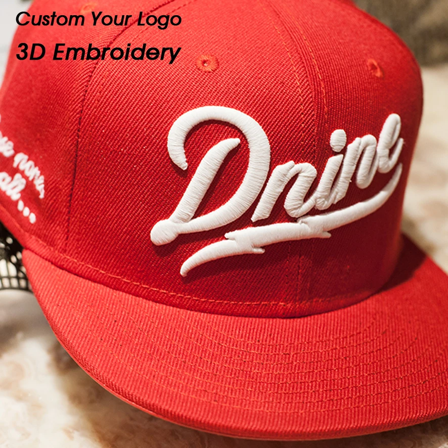 6 Panel top Promotion Logo 3D Embroidery Red Cotton Baseball Cap