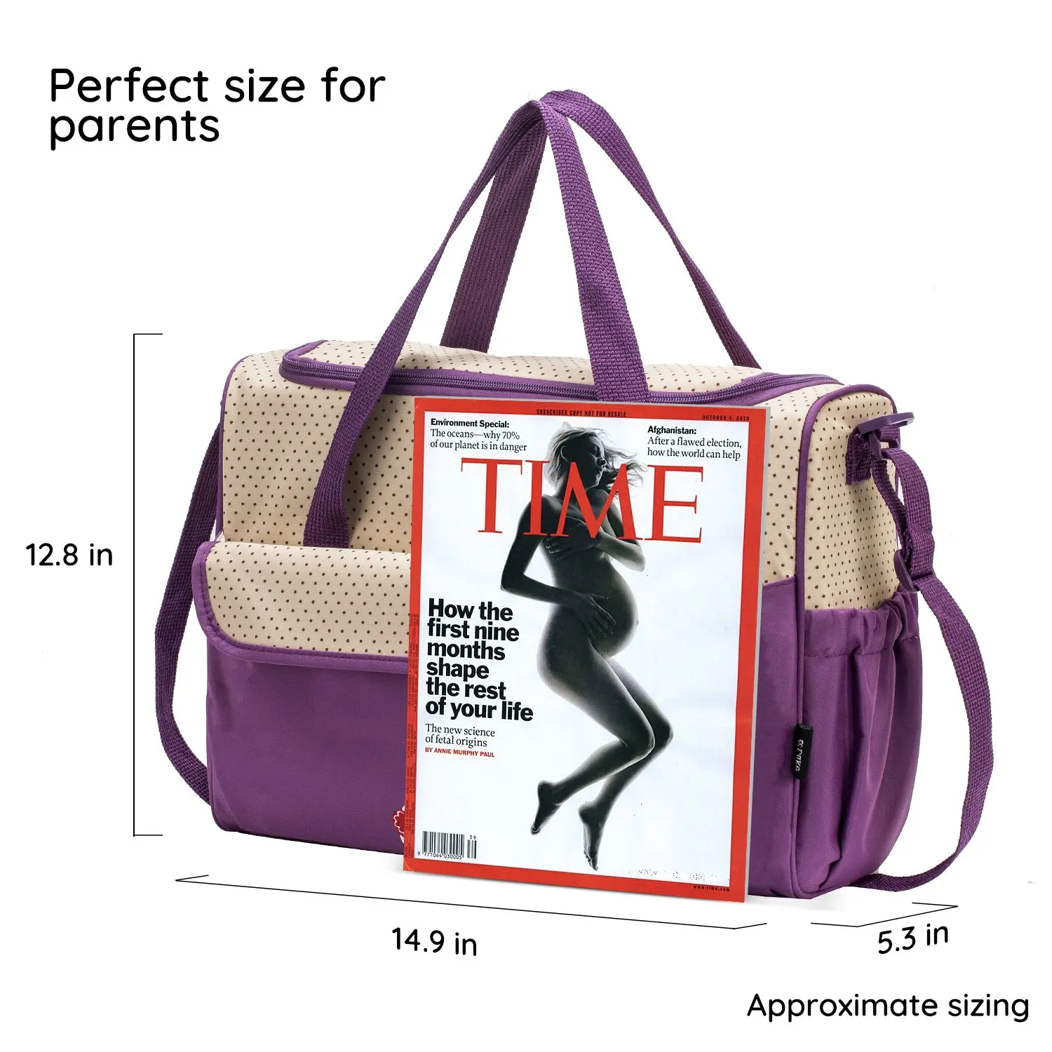 Purple 5pcs Baby Nappy Changing Bag set Mummy Shoulder Handbag Diaper Bag & Gift 