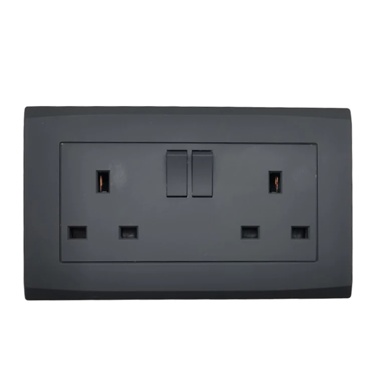 High Quality UK Standard Double Socket Outlet 250V 13A Electric Accessories Wall Switches Sockets and Switches Electrical