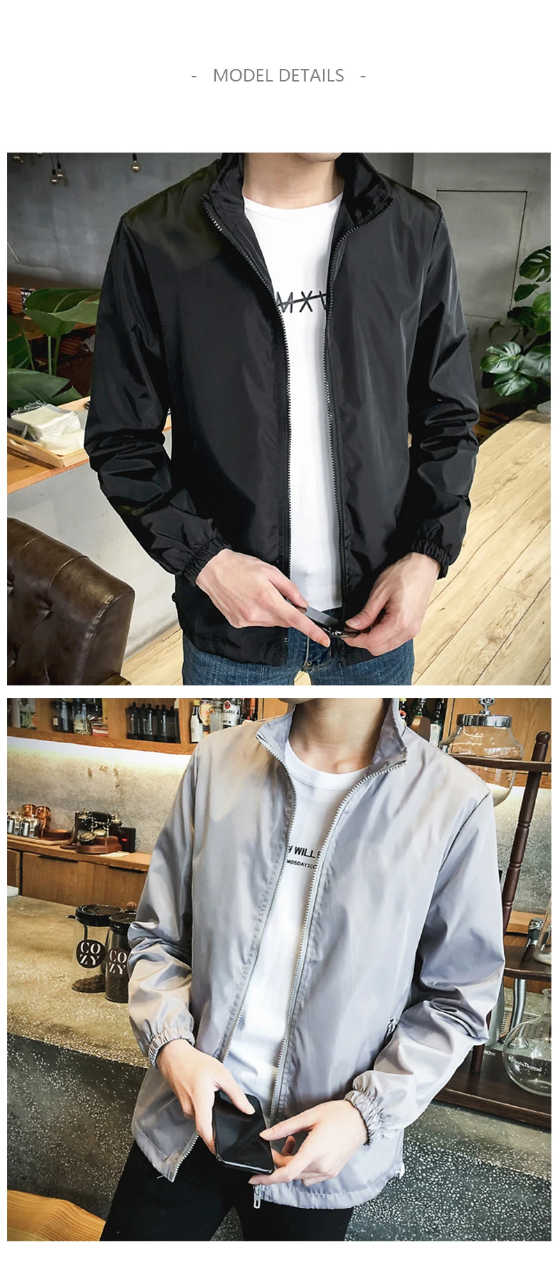 zipper waterproof jacket model white
