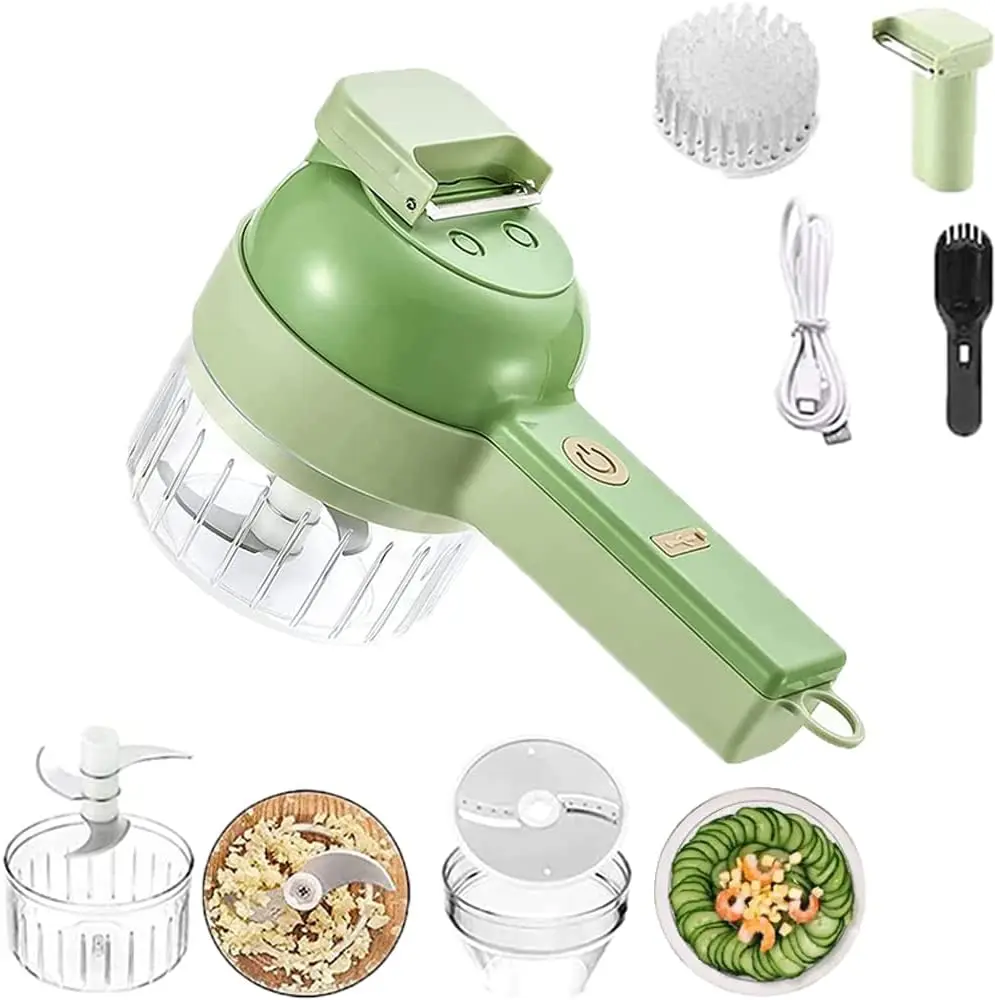 4 In 1 Portable Electric Vegetable Cutter Handheld Electric Vegetable ...