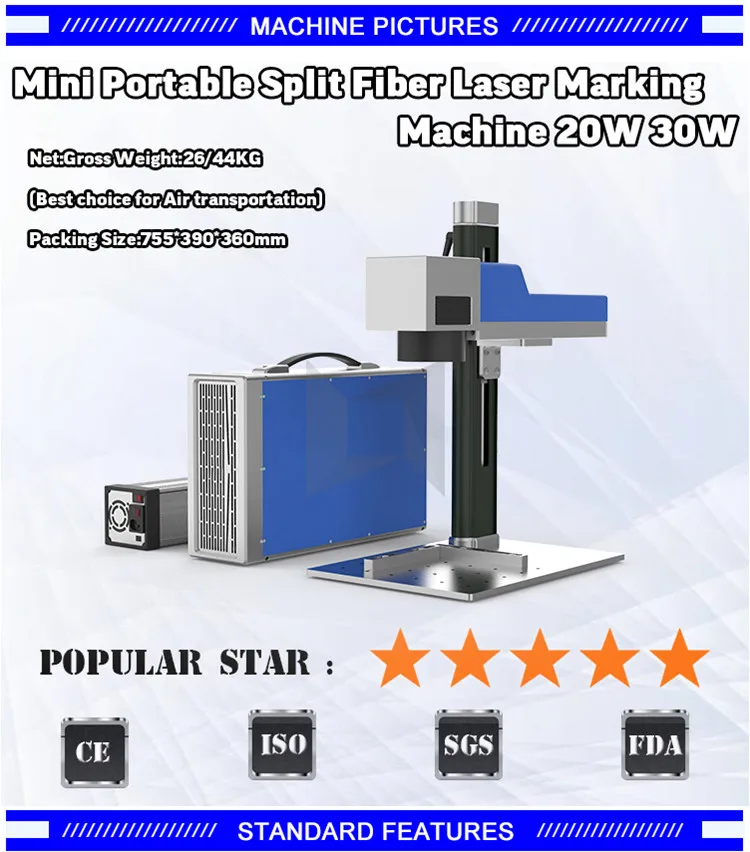 Split Type Mini portable mini fiber laser metal engraving marking machine price