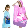 Children's Hooded Beach Poncho Bath Towel Beach Cloak, Lightweight Microfiber Wetsuit Animal Pattern Kids Poncho Towel