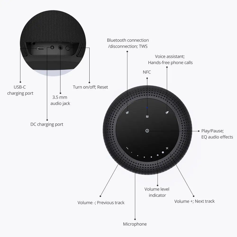 60W Outdoor Bluetooth Speaker Subwoofer TWS Speaker Waterproof Portable Music Player 12000 mAh battery column soundbar Speaker - ANKUX.COM