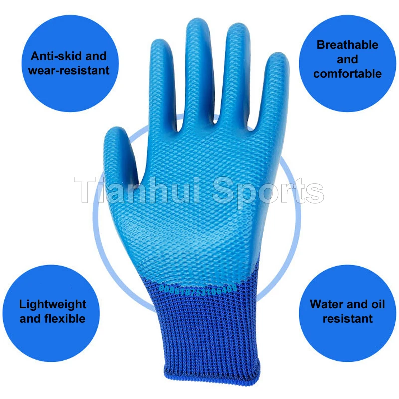 52g 62g Embossed Nylon Latex Workgloves Safety Gloves Working Gloves ...