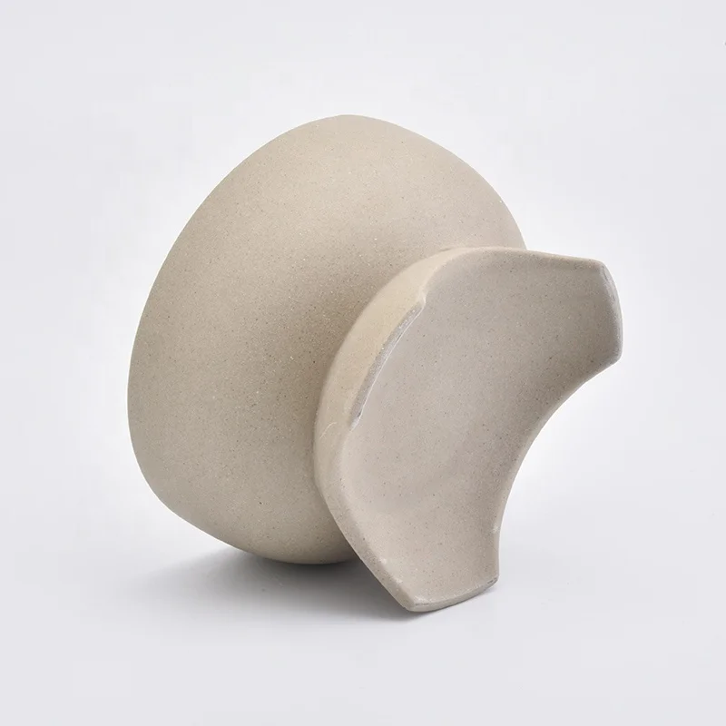 Handmade frosted finish ceramic candle containers votive scented candle vessels with base home decoration use