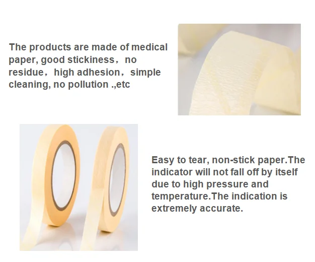 High Temperature Medical Steam Sterilization Instruction Tape Sterilize Chemical Indicator Tape Autoclave Indicator Tape supplier