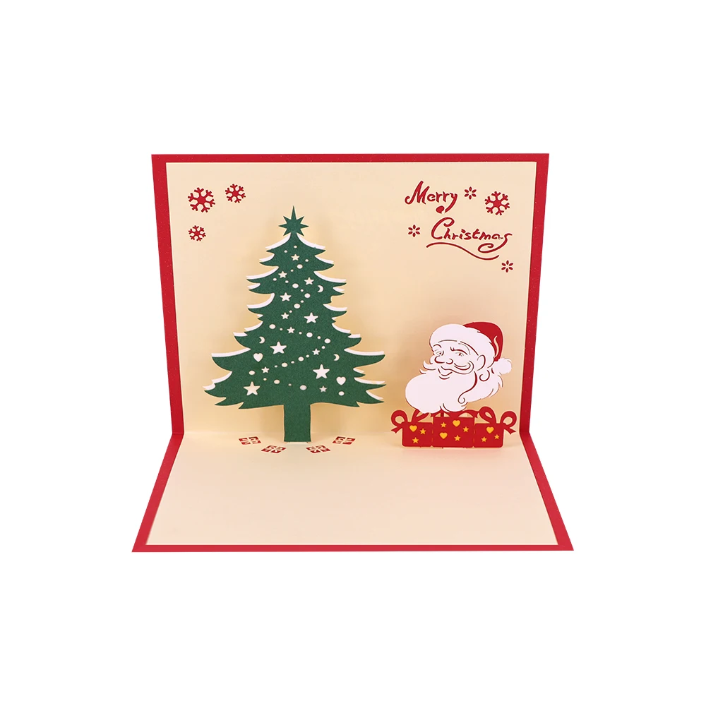 3D Creative Handmade Santa Claus Dancing Klaus Reindeer Christmas Greeting Card