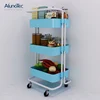 Custom Kitchen Rack Organizer 3 Tiers Small Utility Salon Trolley Metal Rolling Storage Cart