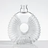 500ml Big Mouth Short Neck Shell Stripe Sun Disk Shape Brandy Glass Bottle Exquisite Carving Classic Design Thick Bottom