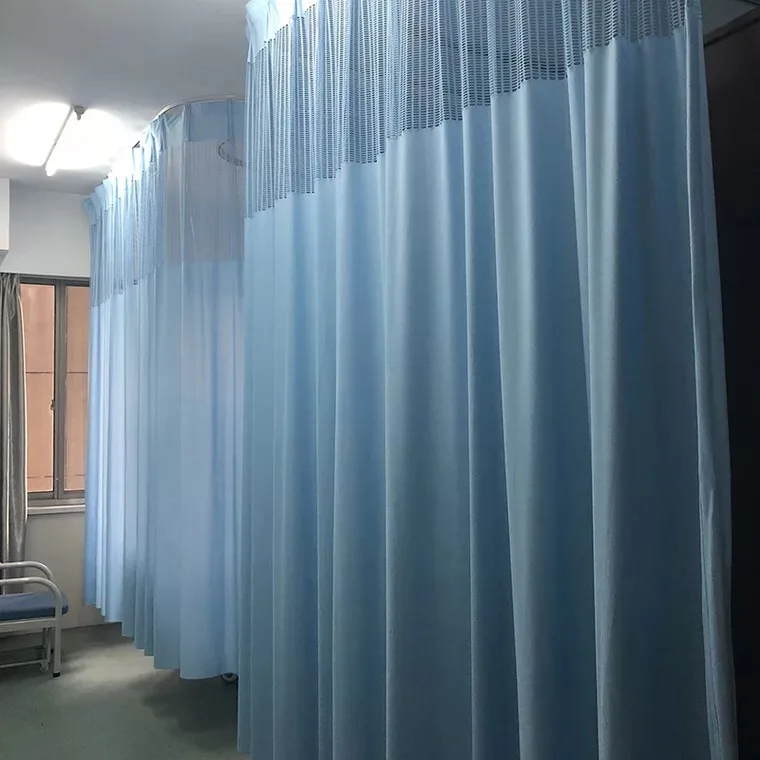 100 Fireproof Polyester Solid Color Hospital Curtain Fabric For