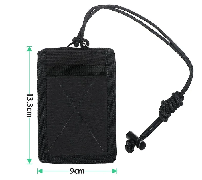 Black Tactical Id Card Holder Hook & Loop Patch Badge Holder Key Ring ...