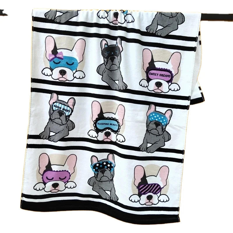 Customized 100*180cm Microfiber Cartoondog Series Beach Towel Thickened Bath Towel and Compressed factory