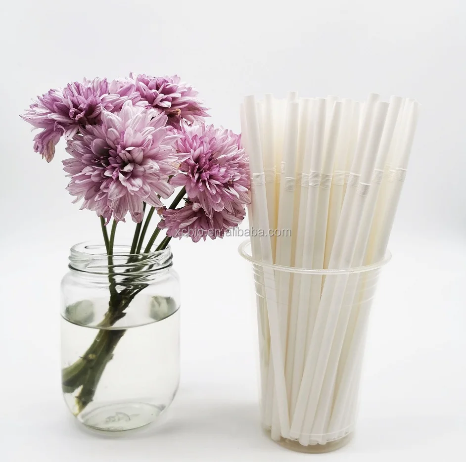 Eco-Friendly Compostable 6x210mm Pla Flexible Biodegradable Drinking Straw