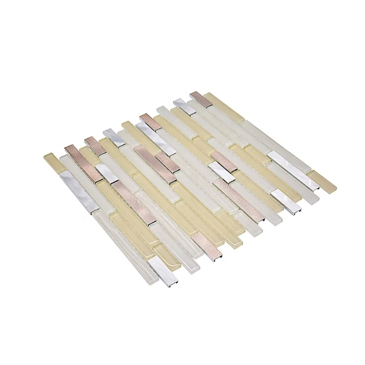 Moonight Trendy Design Aluminum Mixed Bamboo Strip Glass Mosaic for Wall and Backsplash