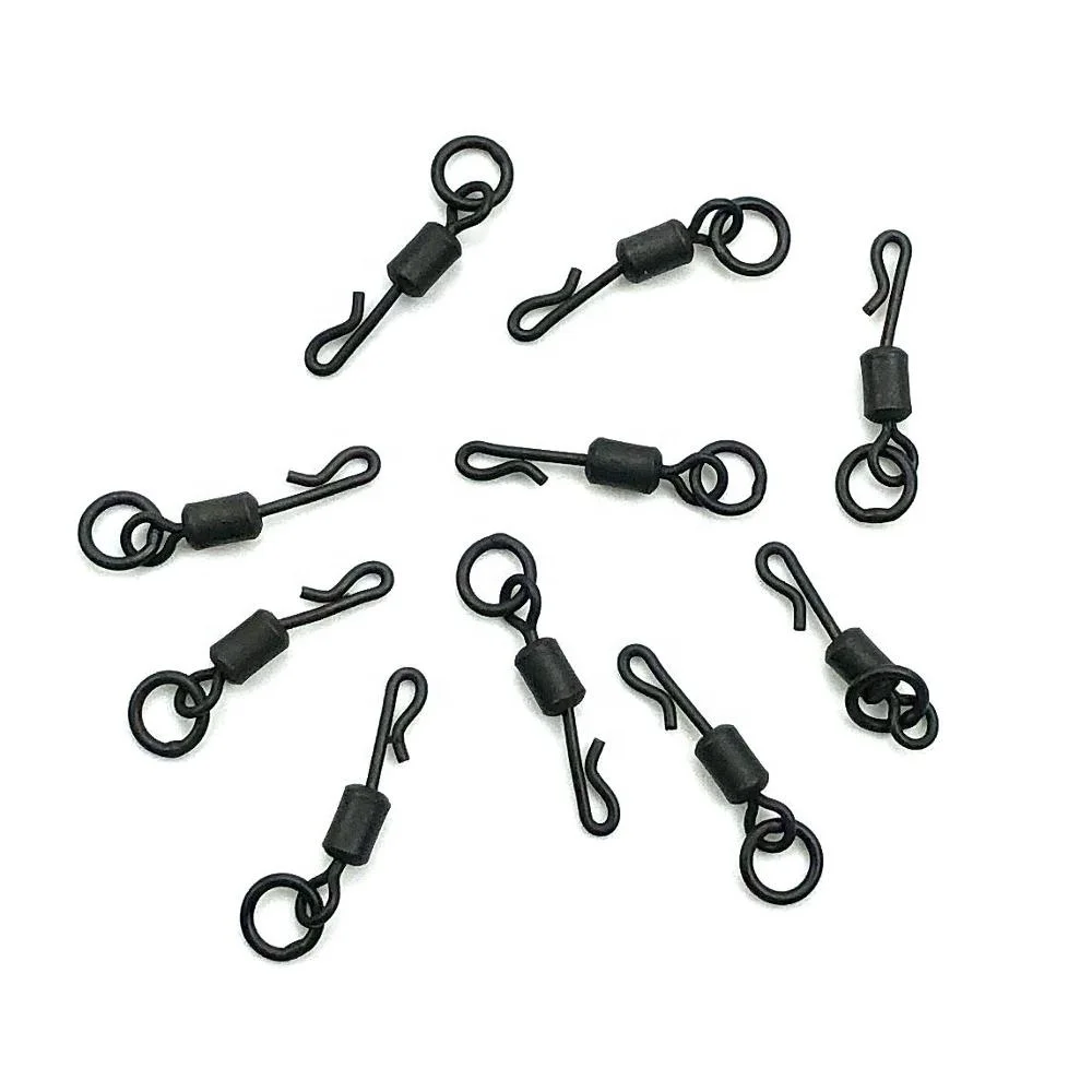 Carp Fishing Swivels Uk 8 Flexi Ring Clips Swivel Matte Black
