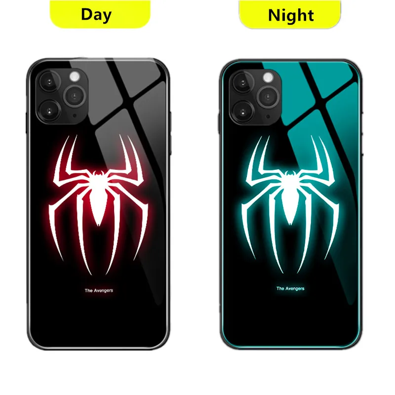 Fashion luminous tempered glass night light phone case for iphone X Wholesale accessories creative back cover for iphoone 678