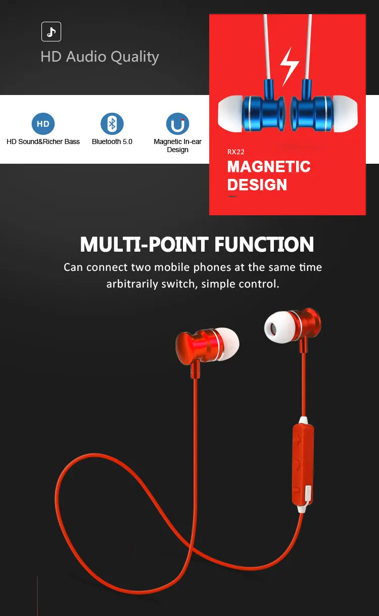 2020 Boat Earphones Amazon Top Seller Online Shopping India V5.0 Stereo Wireless Bluetooth Headphone RX22 - ANKUX.COM