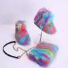 wholesale kids outside faux fur snow boots baby 3 pieces winter fur boots with matching purse and headband set