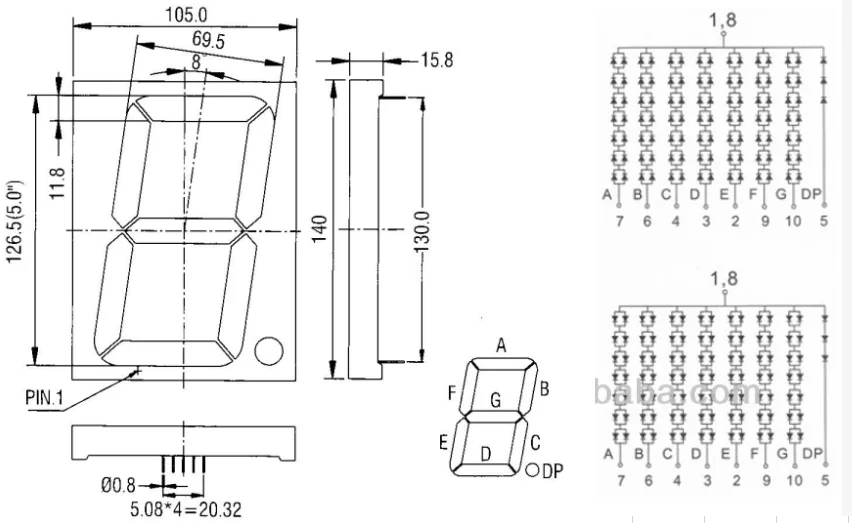 5 inch 7 segment display