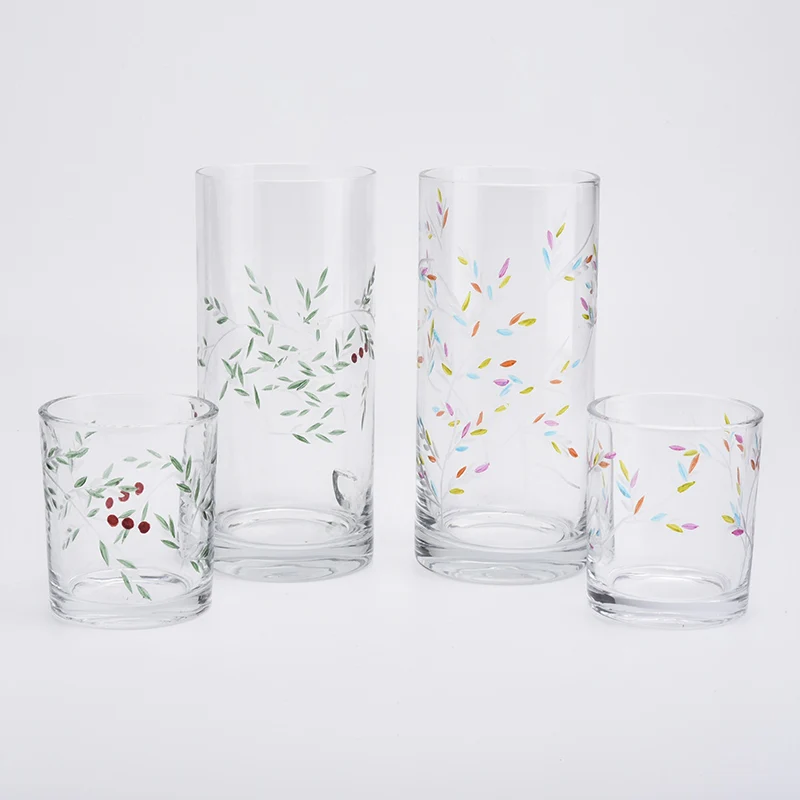 Wholesales 10oz Decal Glass Candle Holders for Soy Wax Home Decor