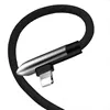 90 Degree Zinc alloy 2.4A Bullet Style Charging date Cable 1M Fabric Braided Material Quick Charger USB Cable for Iphone 11pro 7