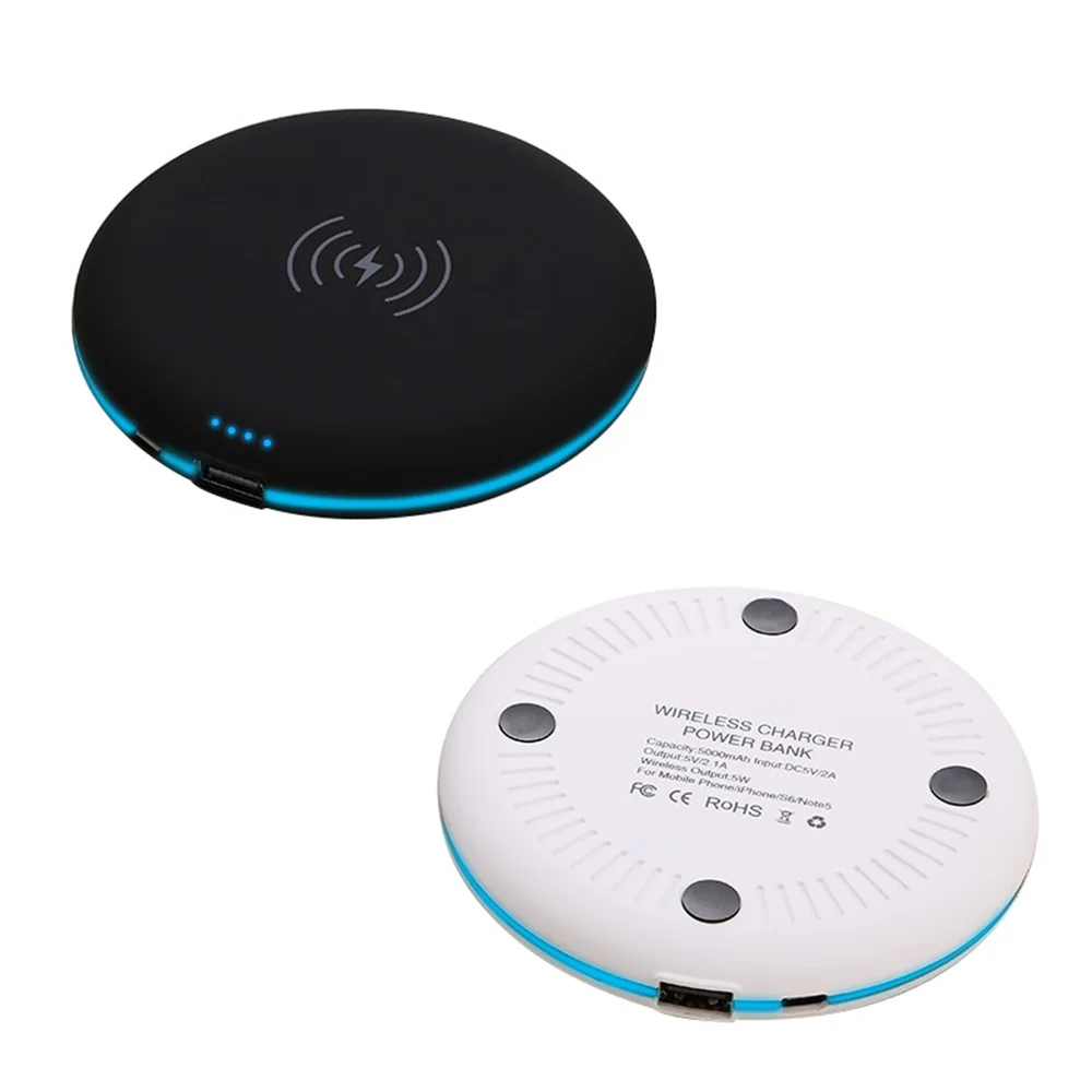 Unique Fast Wireless Power Bank 5000mah with Two Ways Charging Round Slim Powerbank - ANKUX.COM