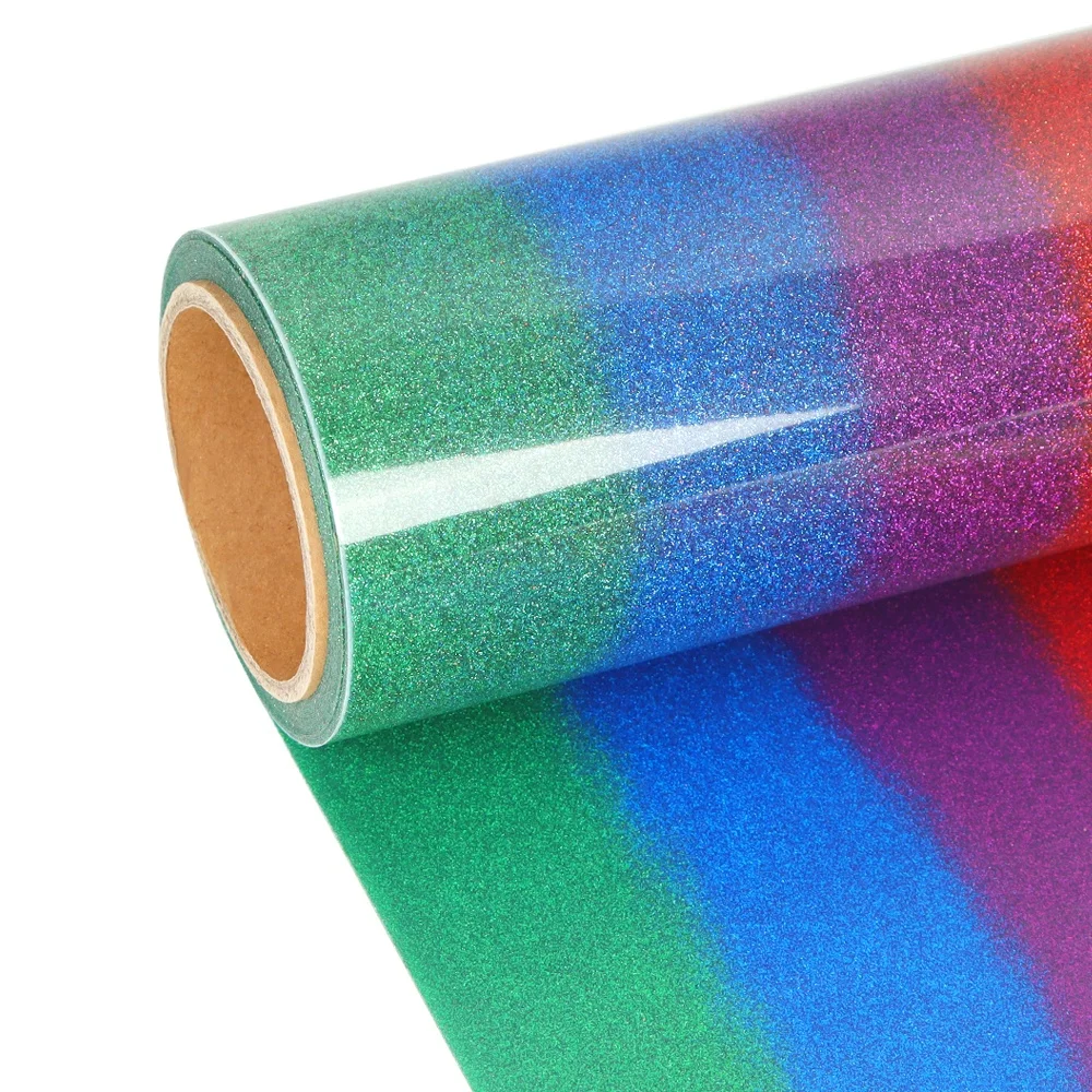 Guangyintong 2024 New Glitter Rainbow Heat Transfer Vinyl Easyweed Heat