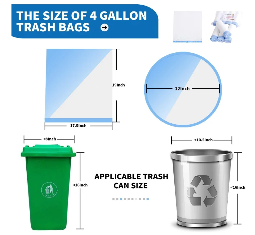 Bolsas Compostable Disposable PLA Wholesale Environmentally Friendly Basura Biodegradable Drawstring Garbage Bags for Kitchen