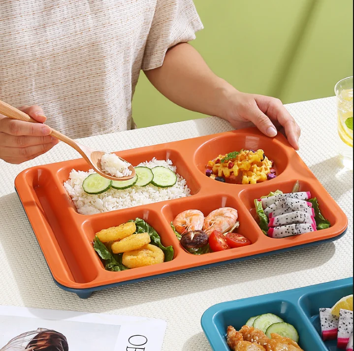 Plastic Meal Tray Left-handed Heavyweight Lunch Tray With 6 ...