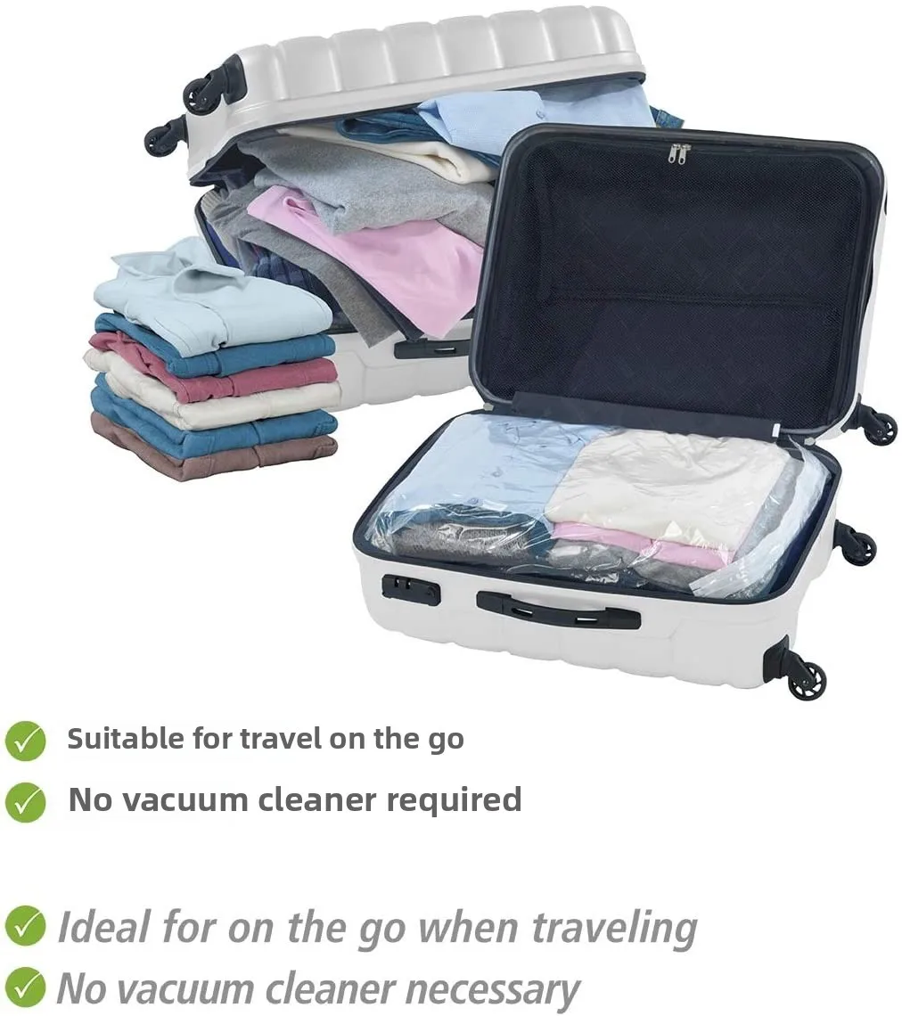 Universal Transparent Plastic Vacuum Compression Bags with Valve Suction Design 3-Pack for Quilts & Clothing Reinforced Sealing