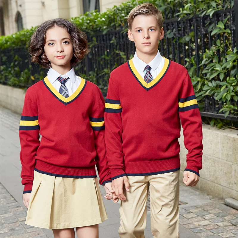 Latest Design Unisex School Uniform Red Cardigan Sweater For Primary ...