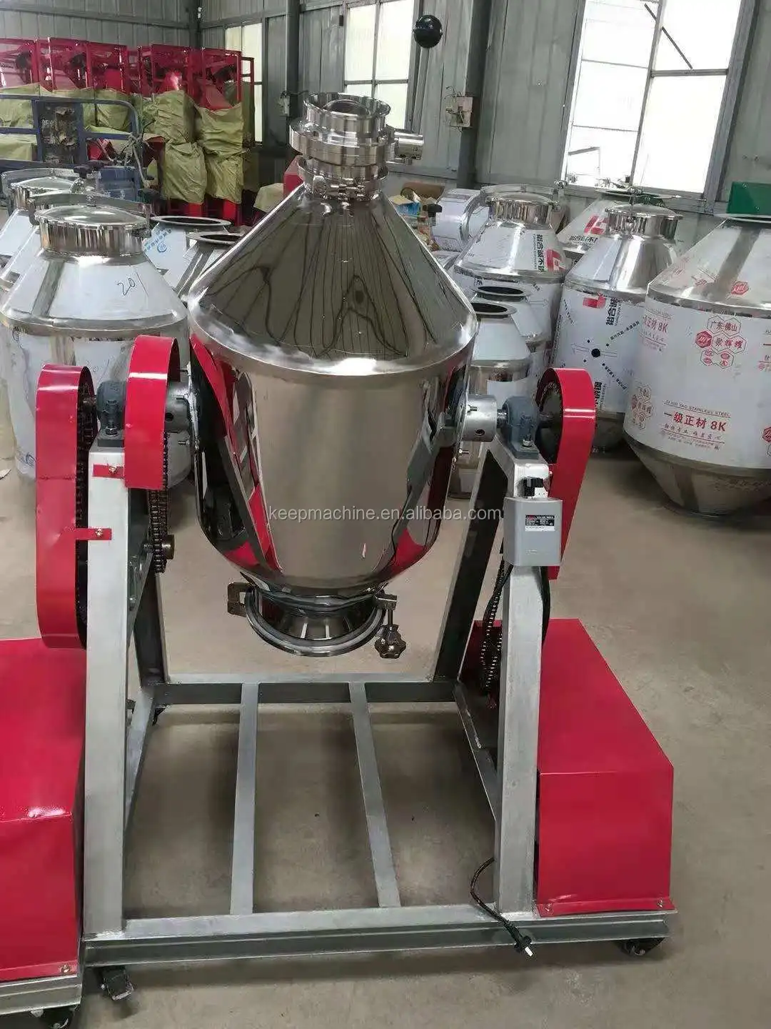 Stainless Steel Powder Drum Mixer For Plastic Herbal Powder W Cone