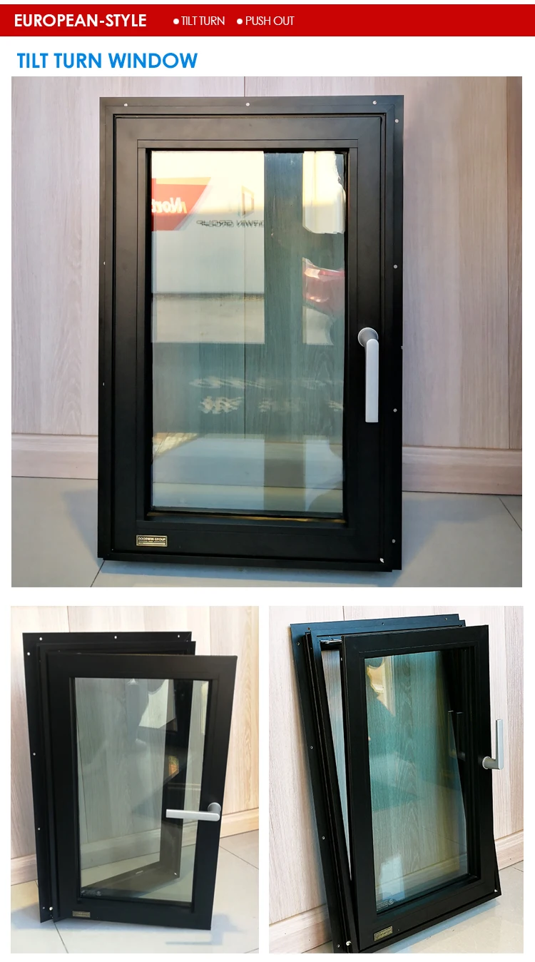 Slim Frame Thermal Break Aluminium Tilt And Turn Two Opening Ways Window Designs For Living Room