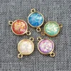 BD-T379 high quality round shape gemstone connector,amazing natural colorful opal charm connector diy jewelry component