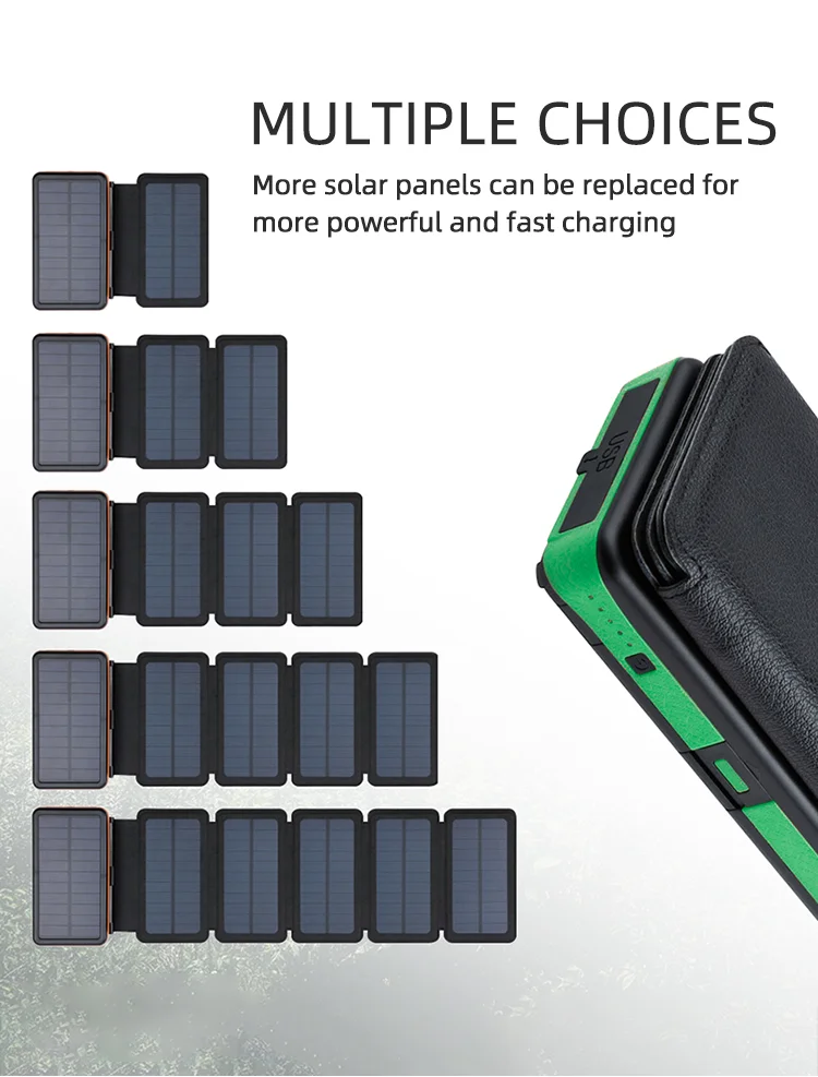 OEM Flashlight Solar Charger Portable QC3.0 PD Type C Fast 4 USB 10000mAh 20000mAh Power Bank for Outdoors Camping - ANKUX.COM