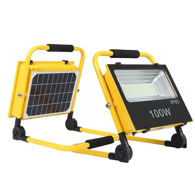 High Quality Housing Aluminum SMD Portable 100W IP65 All In One Portable Floodlight Solar LED