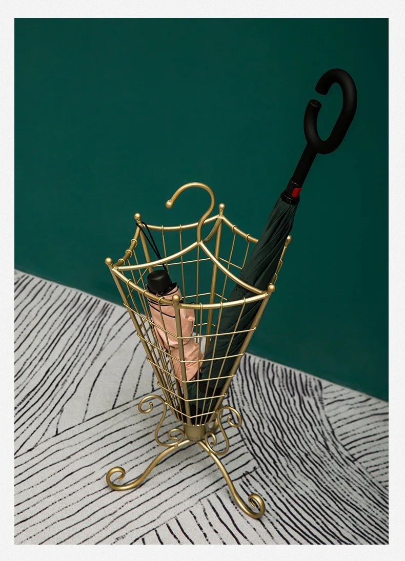 Furnishing Articles Iron Material Indoor Umbrella Stand Gold Umbrella