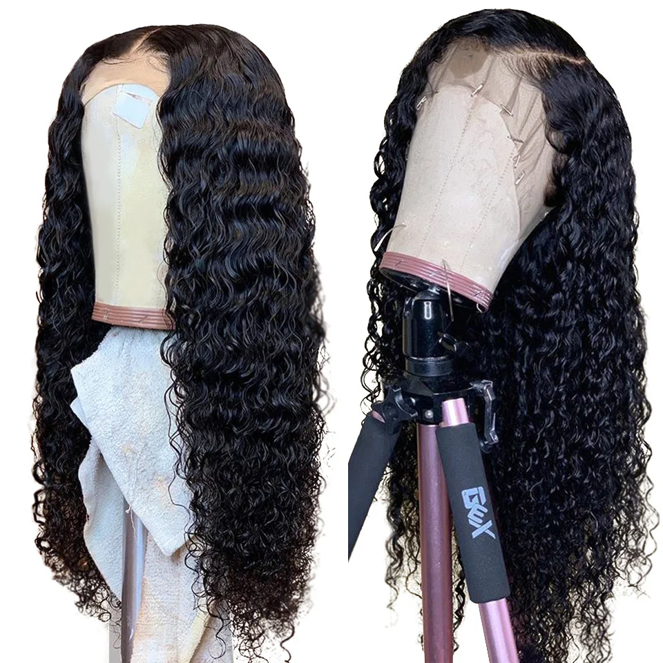 

UBOSS Indian Deep Wave Swiss Lace Frontal Wig 10-30 Inch Glueless Lace Front Wigs Natural Black Alimice Wigs For Black Women