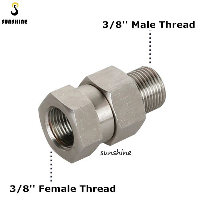 Car Washing Accessory Connector High Pressure Washer Stainless Steel Swivel Nozzle Adapter 3/8