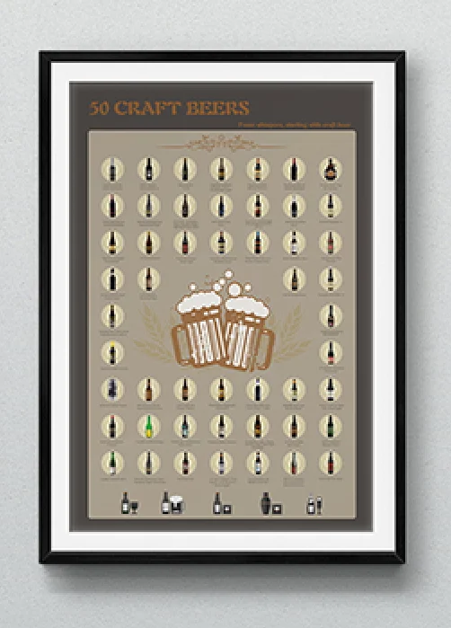 New design Scratch Off   poster Bucket list Scratch Off  Poster Craft Beer  for Amazon FBA,