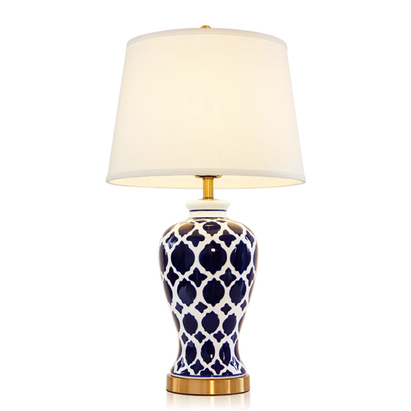 New modern Blue and White Porcelain Chinese Jar Ceramic Table Lamp for home hotel