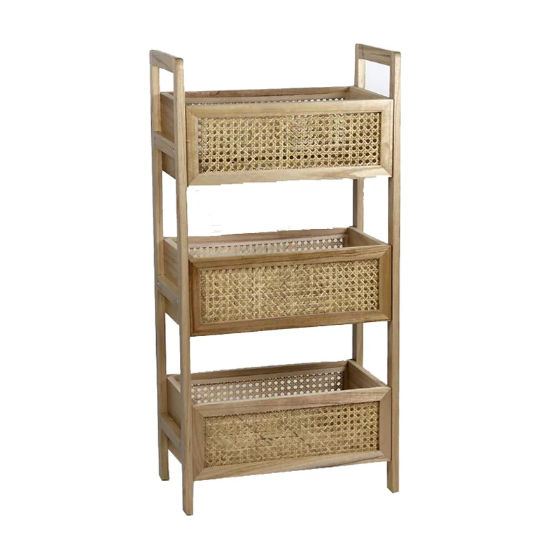 Eco-friendly Custom Rattan Storage Rack Shelf Low Price 3 Layer Shelf ...