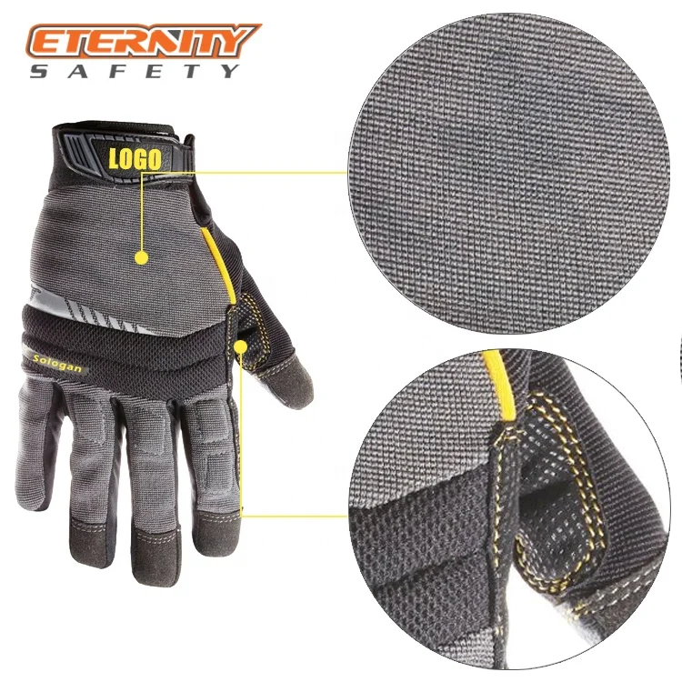 
Microfiber synthetic leather pad palm covert tactical safety work wholesale touch screen anti vibration impact mechanics gloves <span style=