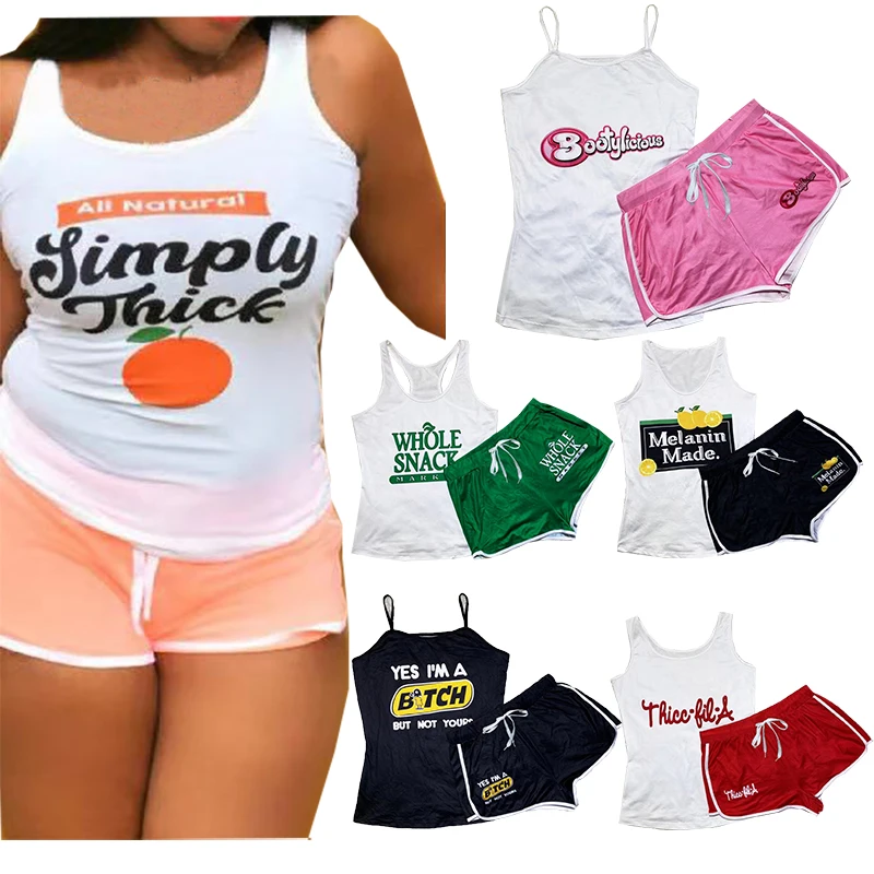 

S-5XL 8 Size Summer Women Snack Printed Sleepwear Two Piece Pajamas Booty Shorts Sets, As picture
