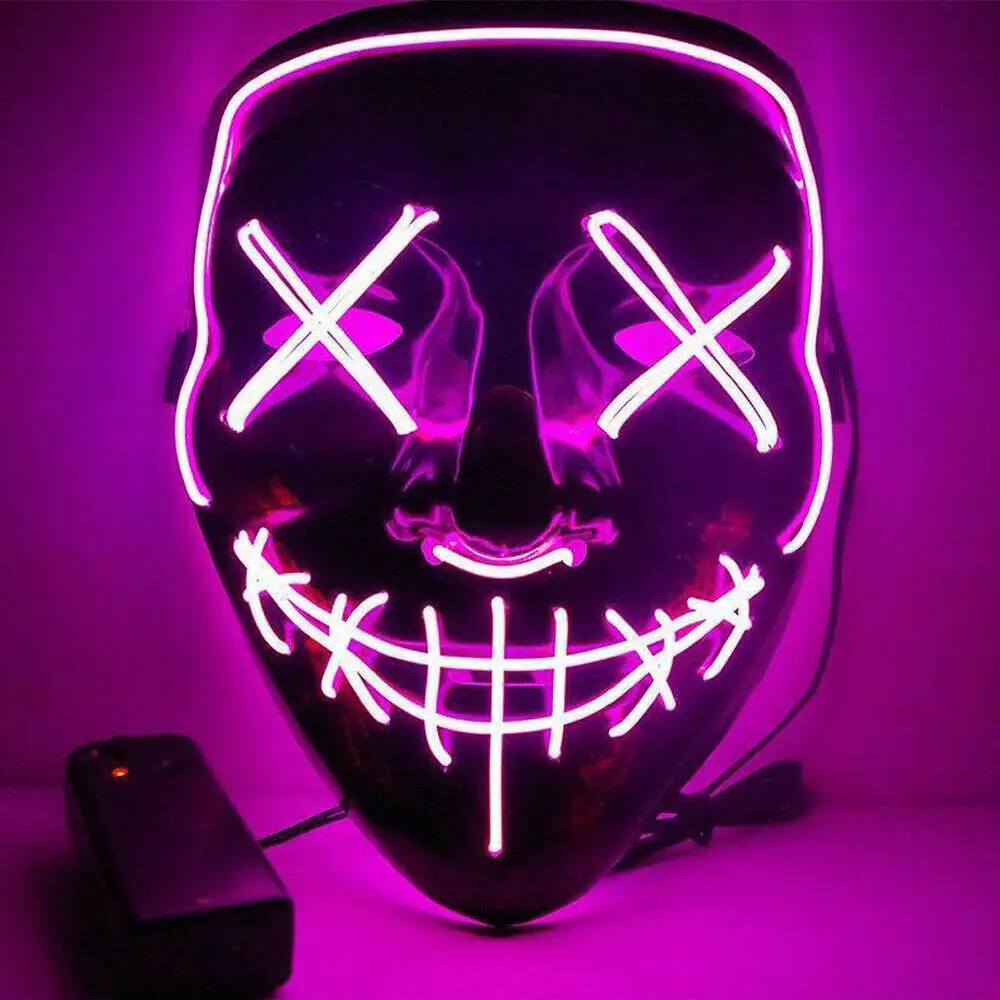 Halloween Led Scary Full Face Mask 7 Colors Party Day Of The Dead